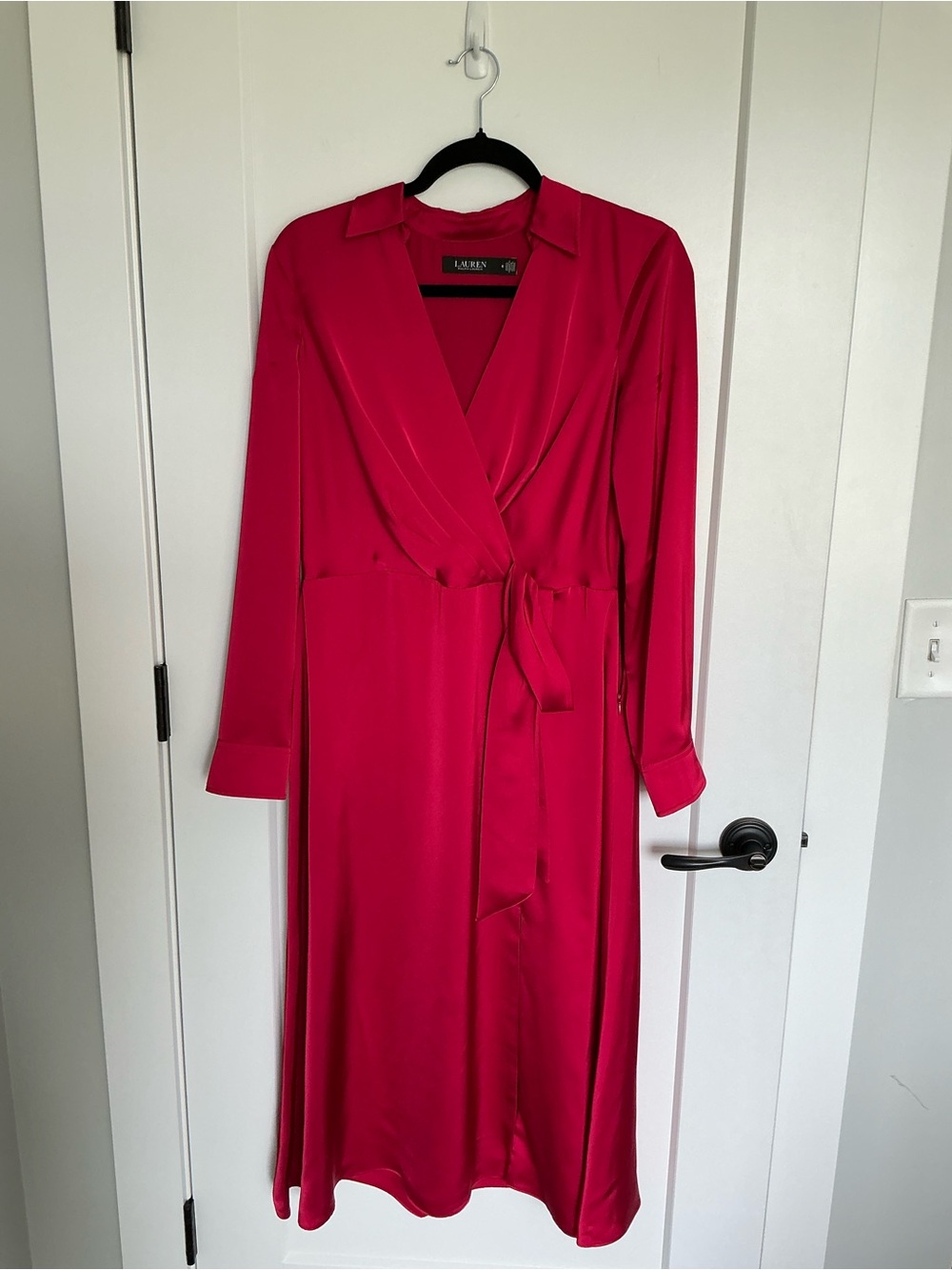 Ralph Lauren Scarlet Wrap Midi Dress with Tie Waist - Picture 2 of 2